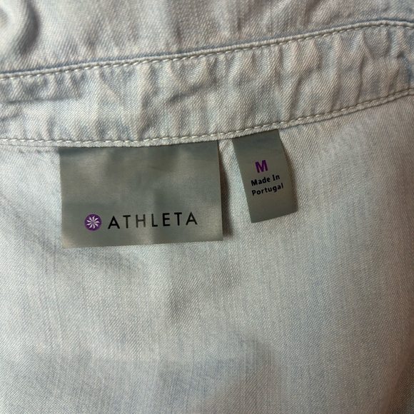 Athleta Stellar Shirt Dress Light Blue Indigo Chambray Size M Button Up 594664 - Picture 6 of 9